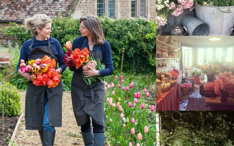 The Land Gardeners en su jardín de flores de Wardington Manor Oxfordshire