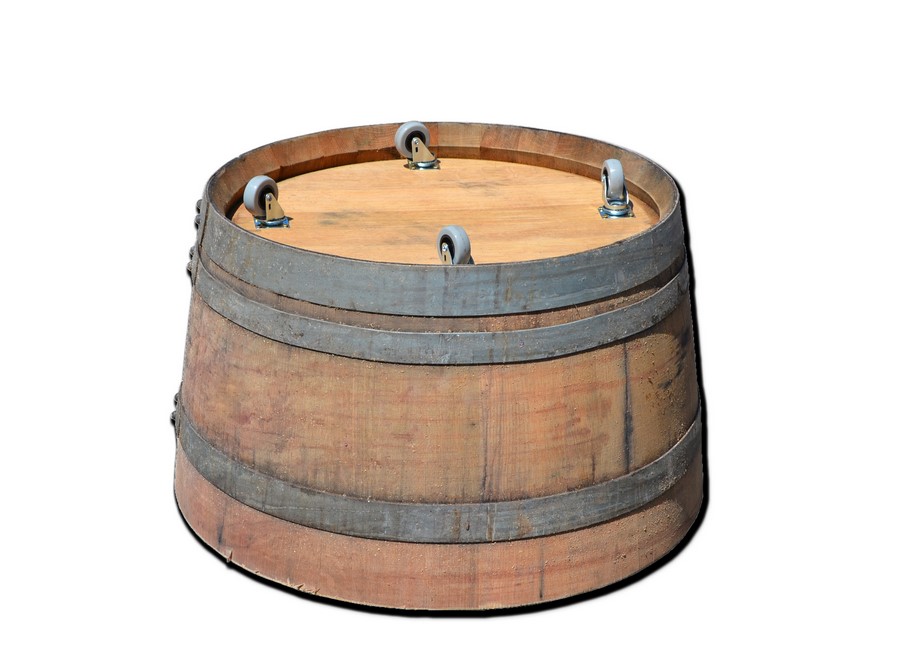ruedas en maceta barril de madera de roble