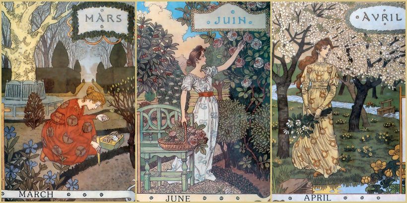 calendario 1896 de Eugene Grasset La Belle Jardiniere (La Bella Jardinera)