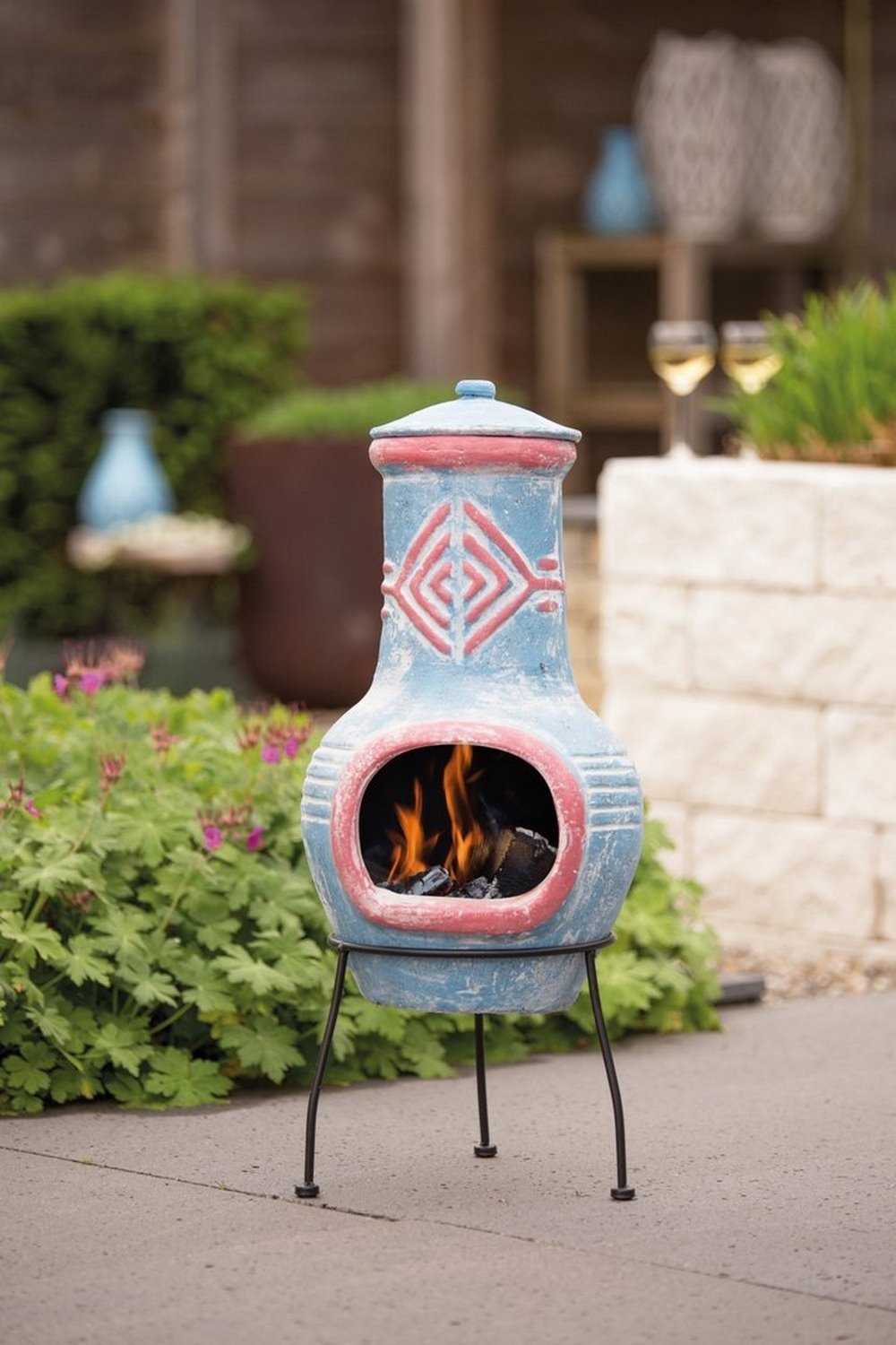 Chimenea mexicana de arcilla para el jardín o patio, estufas de exterior