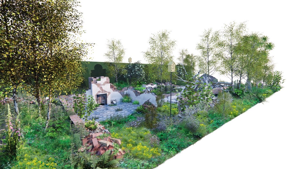 RHS Chelsea Flower Show 2023.Jardines de exhibición.  The Centrepoint Garden diseñado por Cleve West