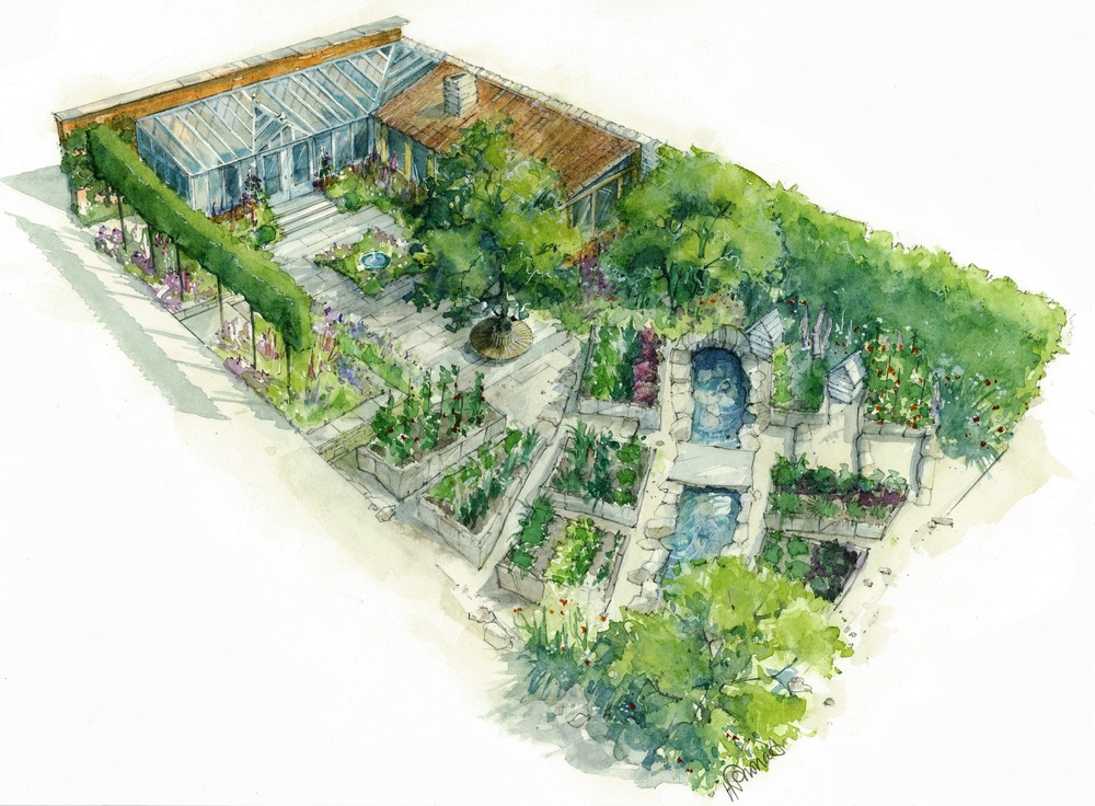 RHS Chelsea Flower Show 2023.Jardines de exhibición.  The Savills Garden diseñado por Mark Gregory