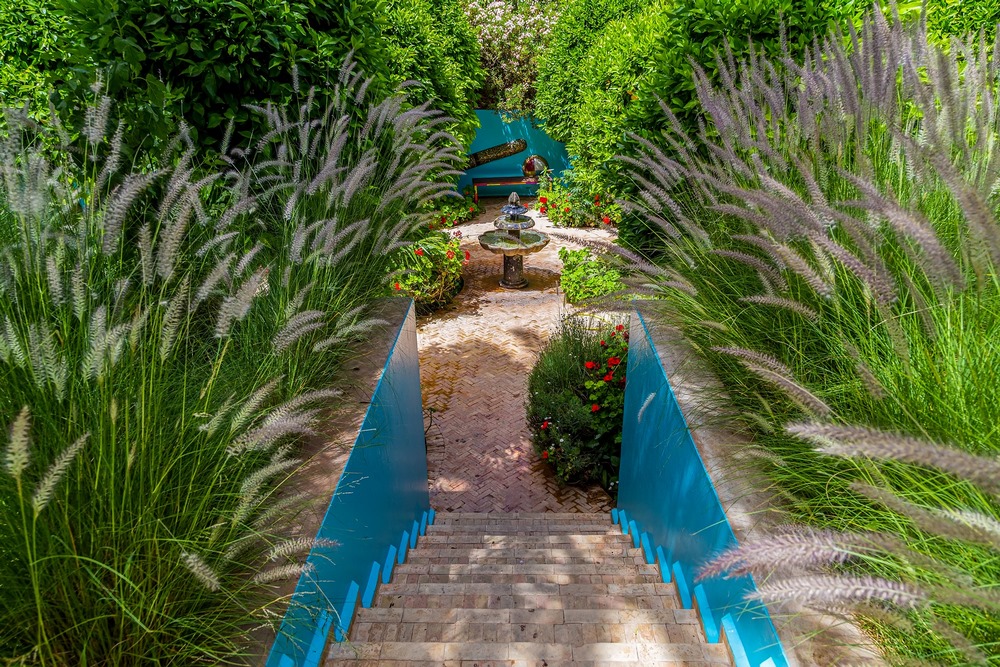 jardines de Anima Garden en Marrakech escaleras