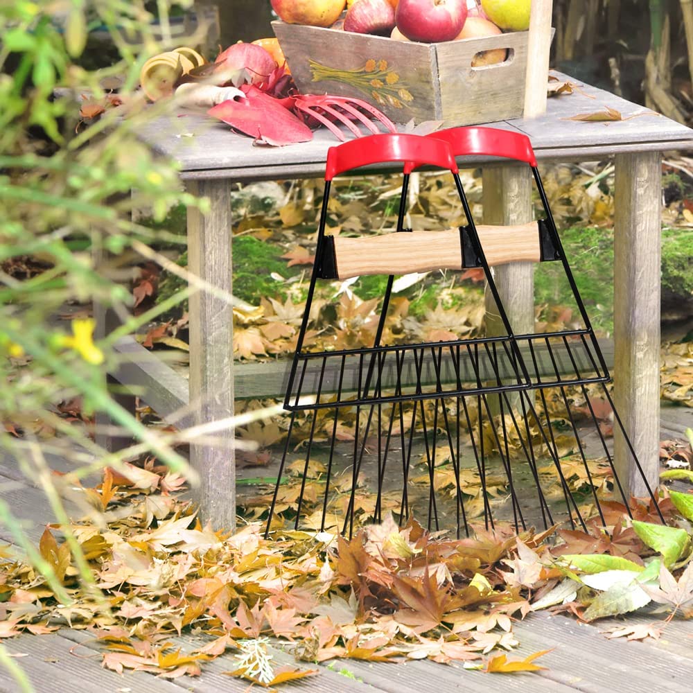 Palas de acero para recoger hojas de otoño y restos de jardín 