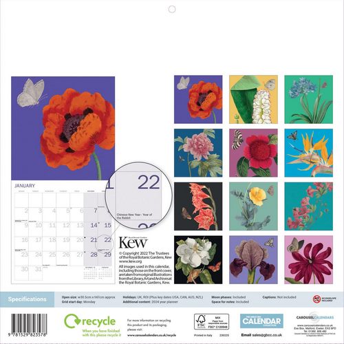 Calendario 2023 ilustraciones botánicas Kew Gardens