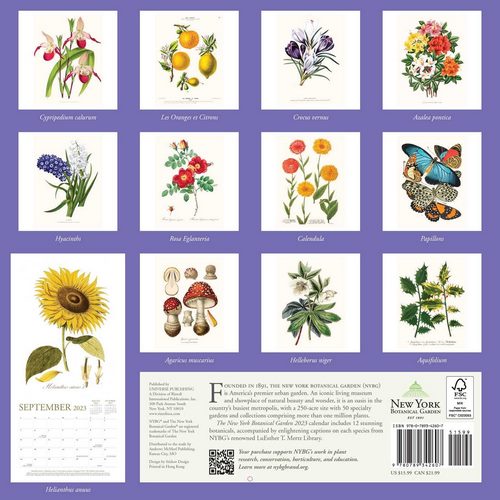 Calendario 2023 ilustraciones botánicas Kew Gardens Jardín Botánico de Nueva York