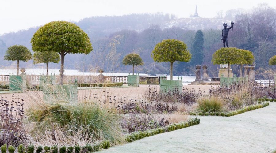 Jardín Italiano en Trentham Gardens en invierno