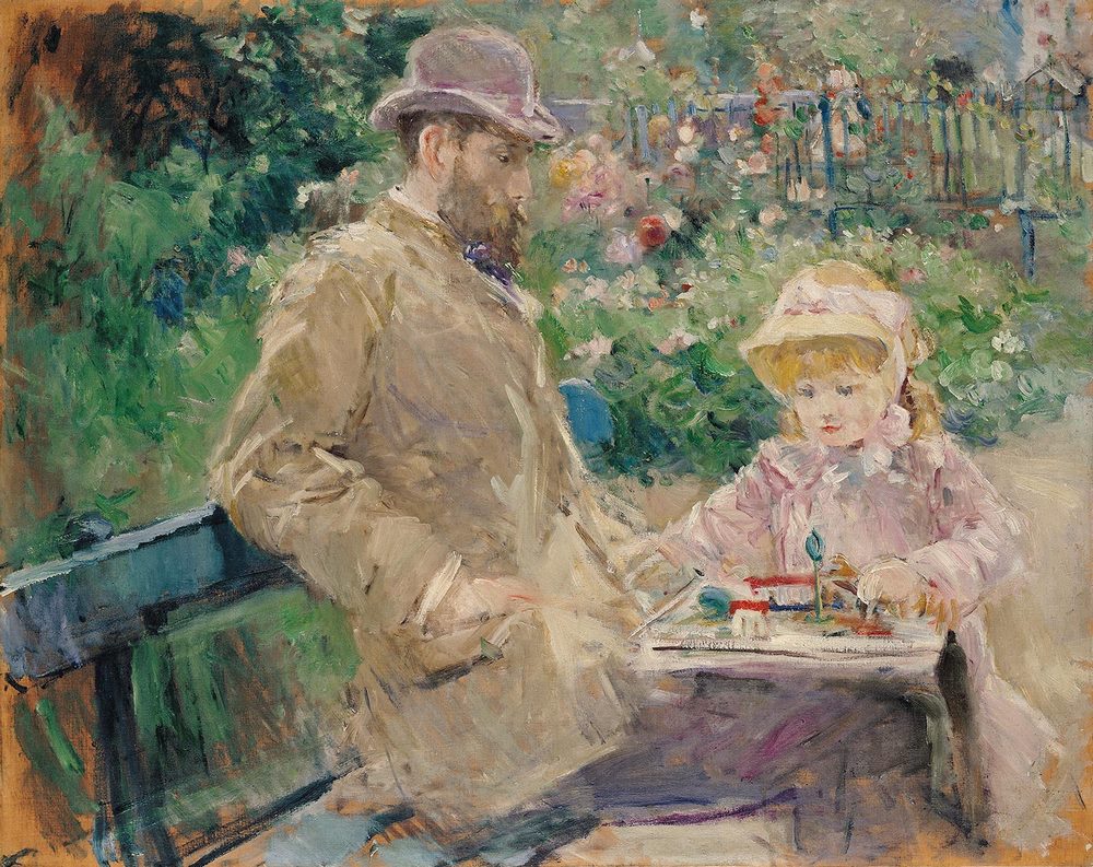  Eugène Manet y su hija en el jardín de Bougival, 1881